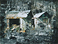 Vertreibung aus dem Kleingartenparadies	2002 – Öl / Collage 49 x 63 cm