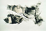 Der verlorene Faden des Ullrich B. 1994 – Monotypie / Collage 49 x 63 cm