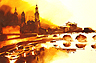 Dresden Stadtsilhouette – Aquarell 40 x 60 cm